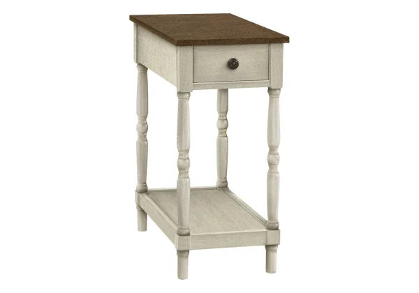 Accent Table, Stylish 2 Tier Design with Storage Drawer, Perfect for Living Room or Bedroom Elegance