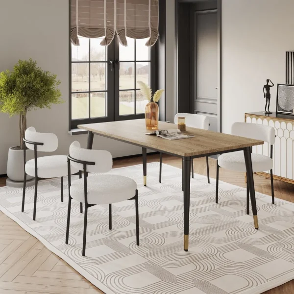 Woker Ergonomic Dining Chairs Set of 2 - Curved Backrest, Thick Cushions & Stylish Black Metal Legs