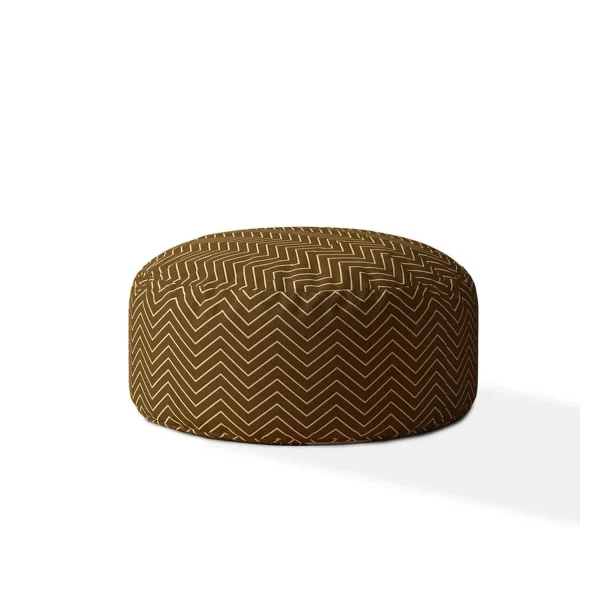 24 Stylish Brown Cotton Chevron Pouf Ottoman - Versatile Seating & Chic Decor for Any Room