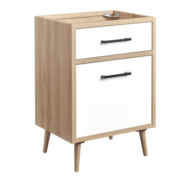 Maverick 24 Modern Bathroom Vanity Cabinet - Stylish Storage, Rubberwood Legs, Assembly Required