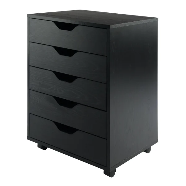 Halifax 5-Drawer Mobile Cabinet in Stylish Black - Perfect for Organizing Crafts, Office, & More!