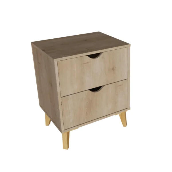 20 Natural Two Drawer Faux Wood Nightstand - Stylish Storage Solution for Your Bedroom Needs!