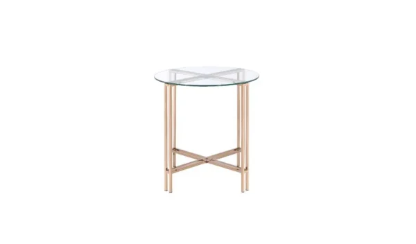 24 Stylish Champagne & Clear Glass Round End Table - Versatile Accent for Living Room & Bedroom