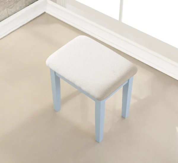 Blue Wood Makeup Vanity Table Set with Mirror & Stool by Moniys