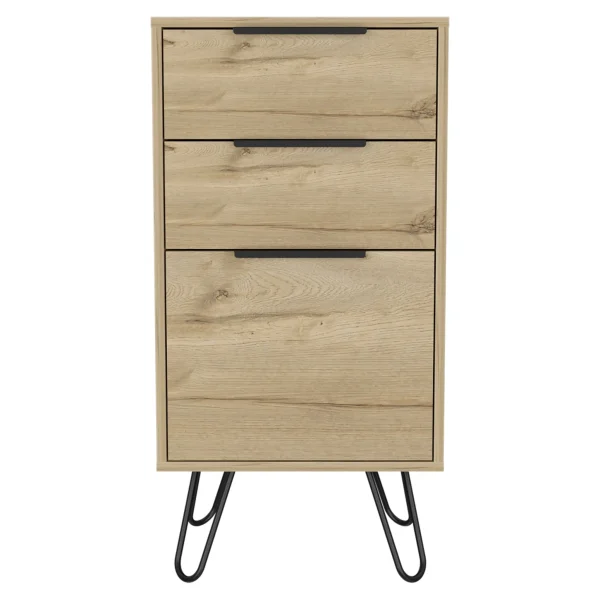18 Brown and Black Three Drawer Chest - Stylish Storage Solution for Small Spaces and Rooms