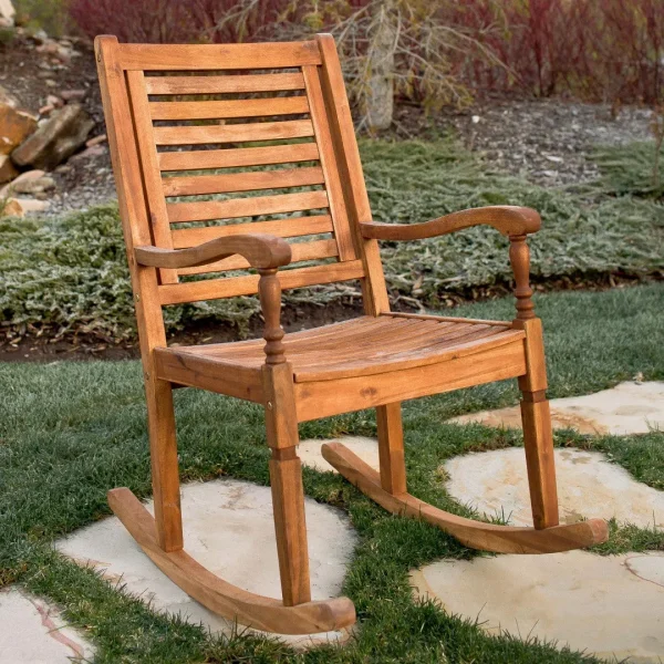 Solid Acacia Wood Outdoor Rocking Chair – Durable, Elegant Design for Relaxing on Your Patio or Deck