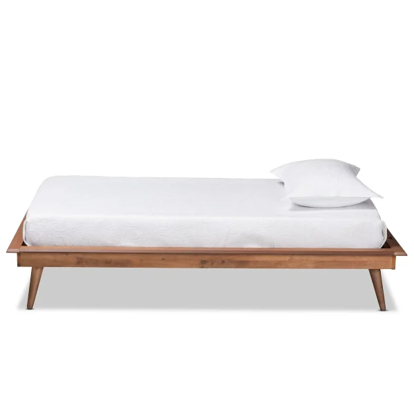 Karine Mid-Century Modern Twin Size Platform Bed Frame in Walnut Brown - Stylish & Durable Design