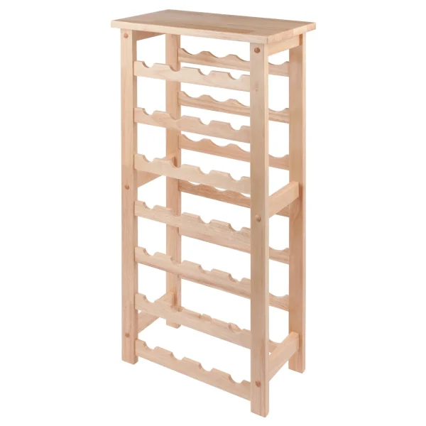 Napa 28-Bottle Wine Rack - Elegant Solid Wood Storage for Wine Enthusiasts in Natural Finish