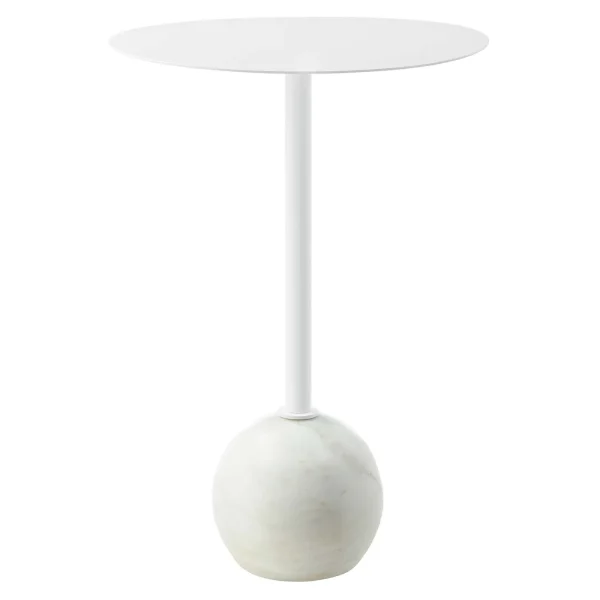 Aliza Round Acacia Wood Side Table - Modern Retro Accent with Marble Base for Stylish Interiors