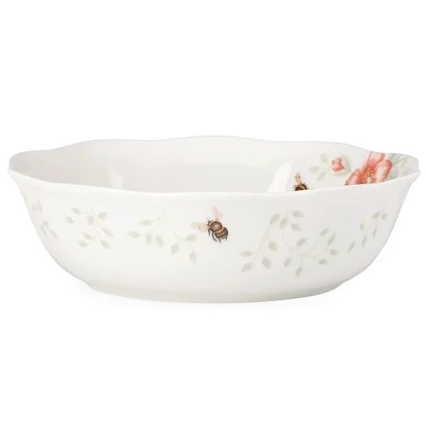 Butterfly Meadow Soup Bowl - Scallop-Rimmed, Ceramic Porcelain, Chip-Resistant