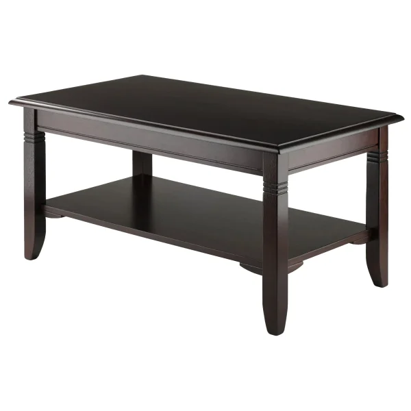 Nolan Coffee Table, Chic Cappuccino Finish with Storage Shelf - Stylish, Durable & Elegant Design