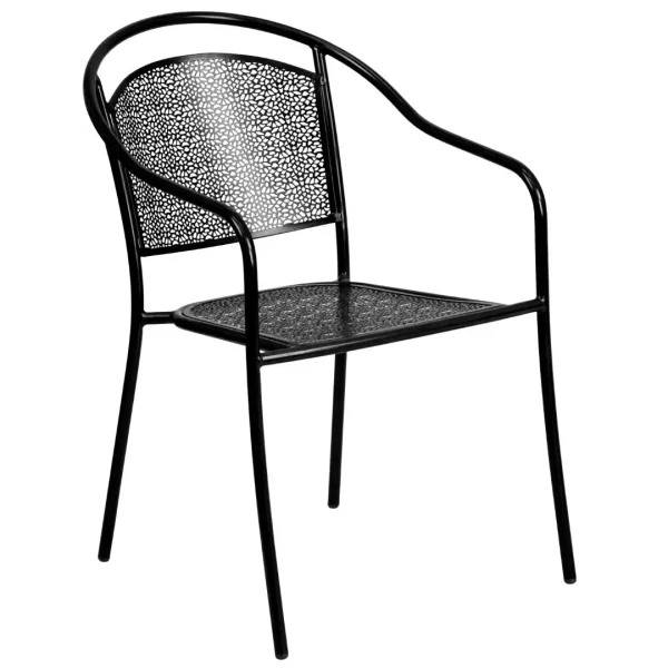 Steel Patio Arm Chair: Stackable, Round Back, Indoor/Outdoor Use - Commercial Grade