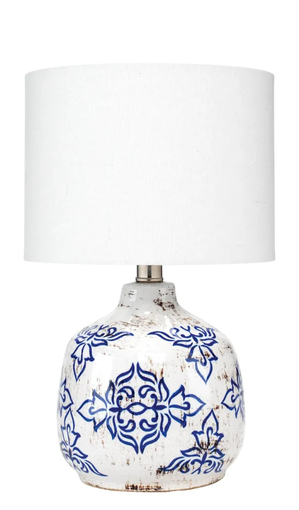Ruby Handmade Ceramic Table Lamp with Cream Cotton Shade, 1-Way Switch & Unique Character Design