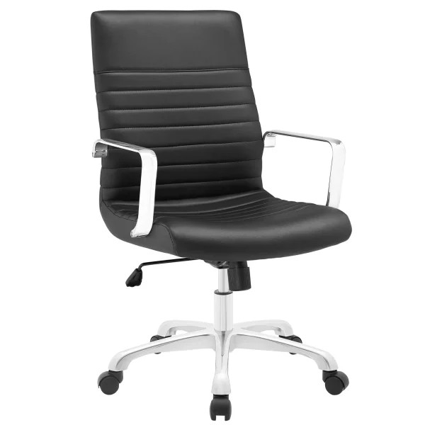 Finesse Mid Back Office Chair - Stylish Comfort with Chrome Armrests and Adjustable Height Features
