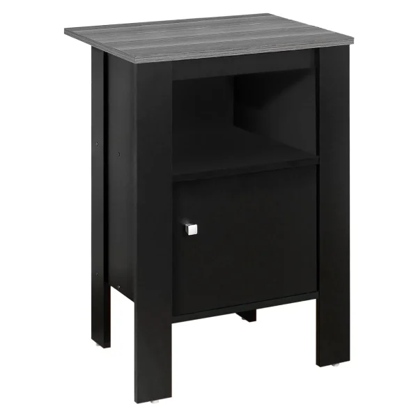 24 Black Nightstand - Stylish & Functional Bedside Storage for Clocks, Lamps, and Essentials