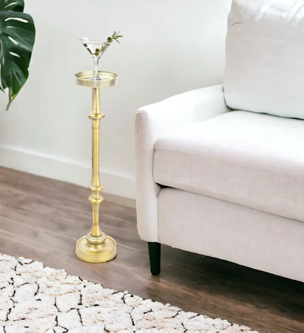 26 Brushed Gold Accent Table - Elegant Mini Side Table for Cocktails and Coffee with Unique Design