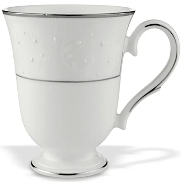 Opal Innocence Mug: Chip-Resistant Bone China, Platinum Trim, 13oz Capacity