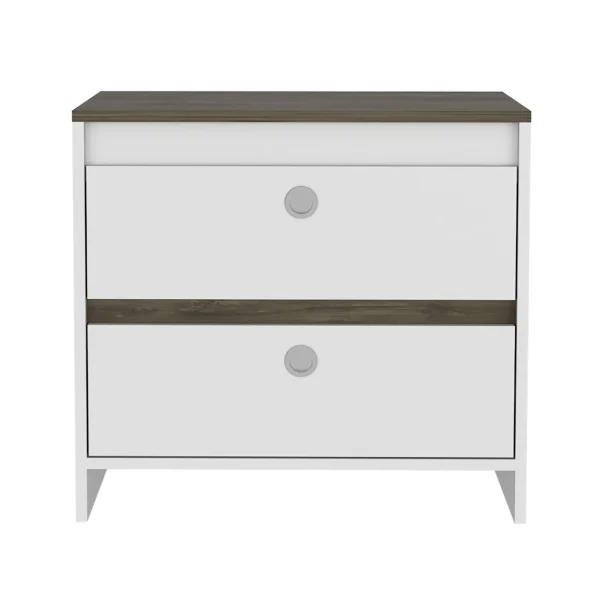 Stylish 22 White Two Drawer Faux Wood Nightstand – Perfect for Bedroom and Living Room Storage!