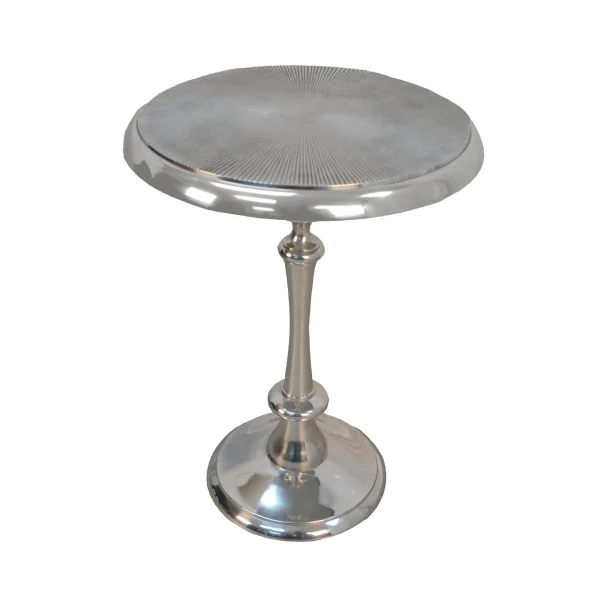 25 Aluminum Metal Textured Round Top End Table - Stylish Accent for Living Room or Bedroom Decor