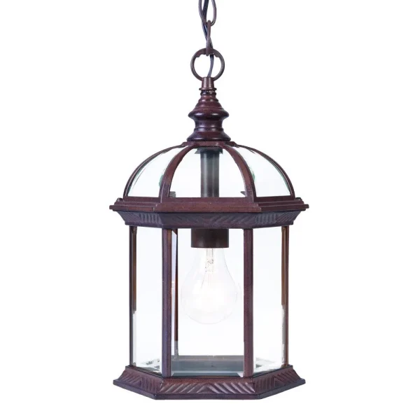 Dark Brown Cage Hanging Light - Vintage-Inspired Outdoor Fixture for Porch or Backyard Ambiance