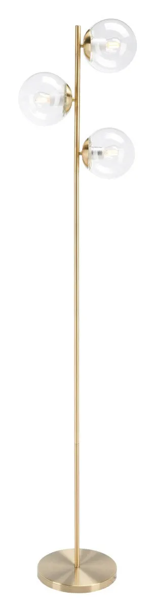 Niobe Floor Lamp - Antique Gold Sputnik Style with Three Clear Glass Shades for Modern Glamour