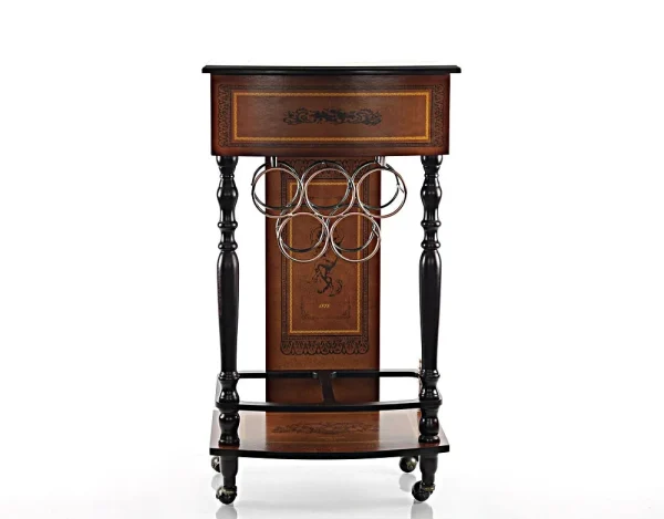 14 Stylish Nautical Vintage Wine Cabinet with Casters – Elegant Storage for 5 Bottles & Glasses!