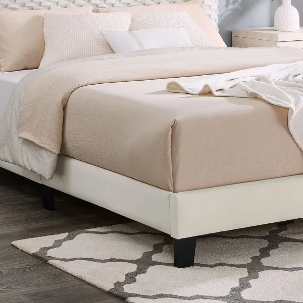 White Dove Upholstered Bed - Plush 3D Design, Height-Adjustable, Durable - 78.75 x 58.50 x 45.50