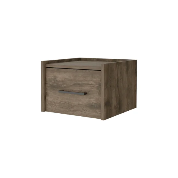 10 Brown Floating Nightstand with Drawer – Stylish Faux Wood Design for Storage & Organization