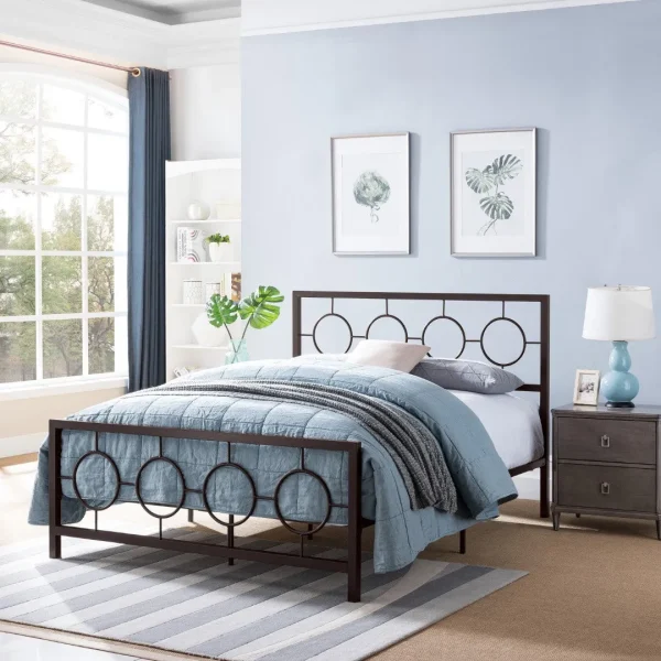 Christopher Knight Home® Francoise Queen Geometric Platform Bed - Iron Frame, No Box Spring Needed