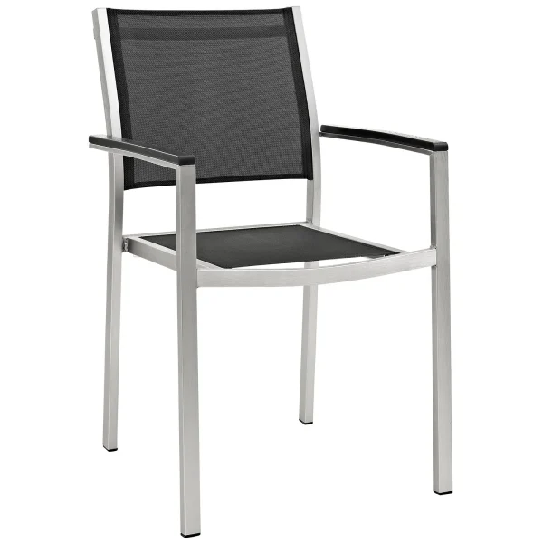 Shore Outdoor Patio Dining Arm Chair - Stylish, Durable Aluminum Frame with Breathable Mesh Comfort