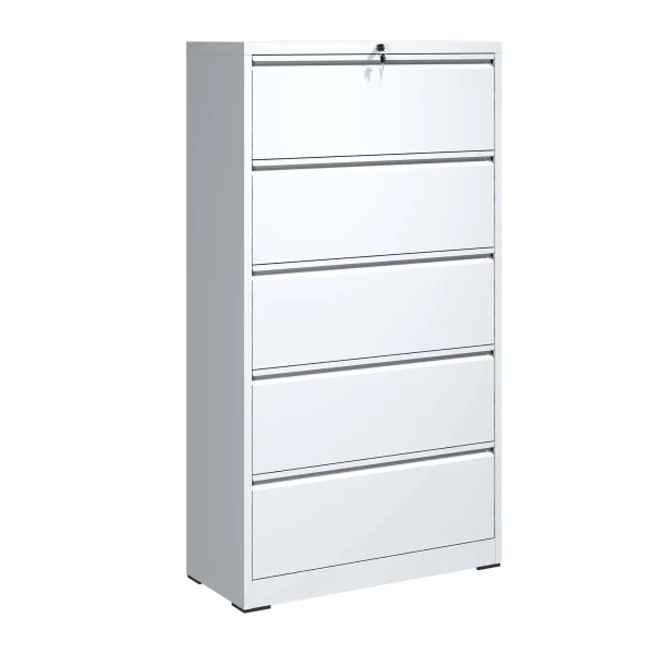 White 5-Drawer Lockable Lateral File Cabinet for Home Office, Legal/Letter/A4/F4 Size