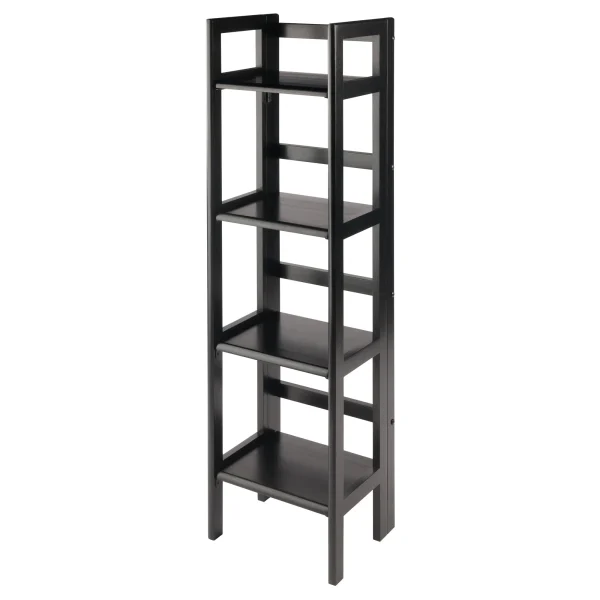 Terry 4-Tier Foldable Shelf in Black - Space-Saving Storage Solution for Small Homes & Offices
