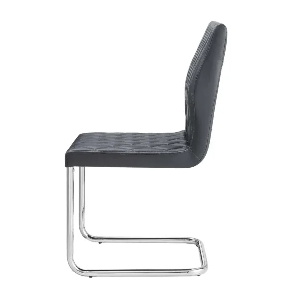 2 Grey & Chrome Sled Base Side Chairs - Stylish & Comfortable Dining Seating