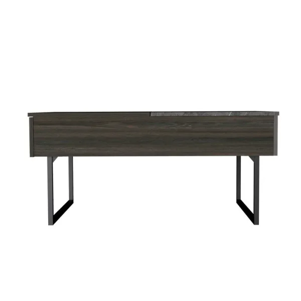 39 Stylish Espresso and Black Metal Lift Top Coffee Table with Drawer for Modern Living Rooms