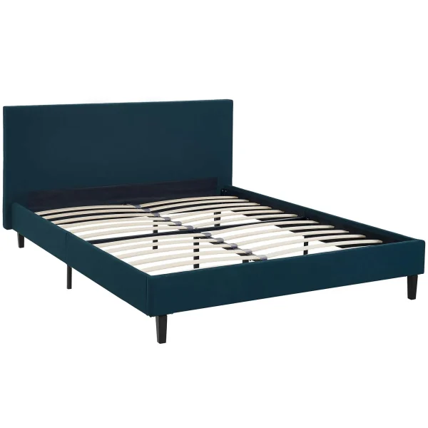 Anya Platform Bed Frame - Modern Upholstered Design with Solid Wood Support for Maximum Stability