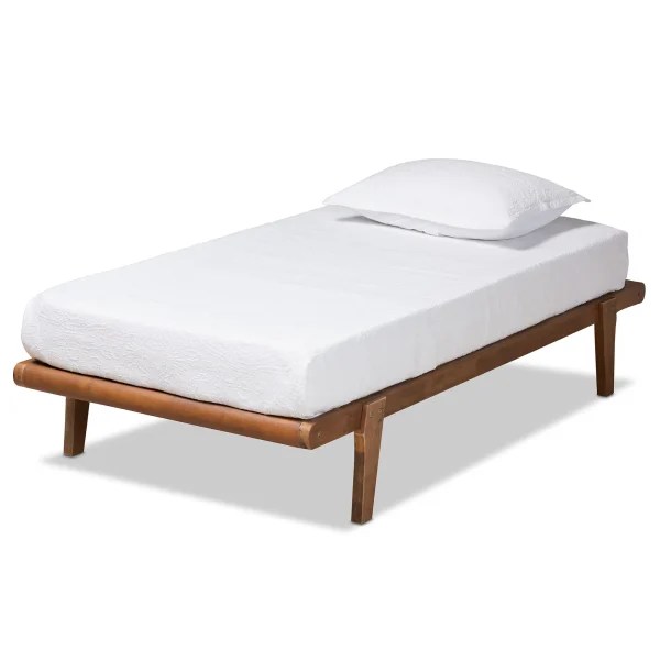 Kaia Mid-Century Modern Twin Platform Bed Frame in Walnut Brown - Stylish, Sturdy, and Sleek Design