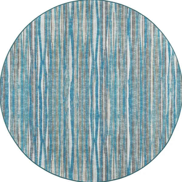 Handmade 4' Blue Round Ombre Tufted Area Rug - Stylish Geometric Design for Cozy Spaces