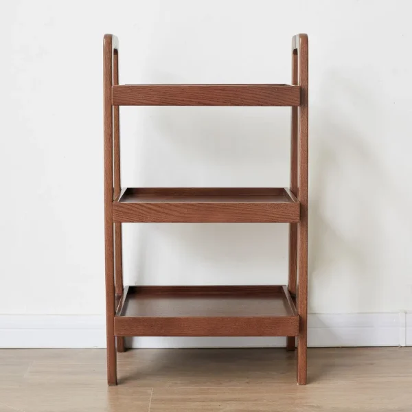 3-Tier Oak Bookshelf with A-Shape Design, Waterproof & Portable, Walnut