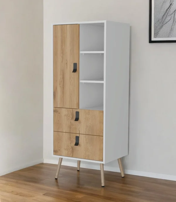 20 White and Natural Two Drawer Dresser - Stylish Storage Solution with Quality Crafted Design