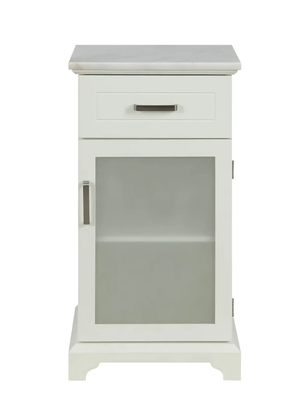 16 Elegant White Cabinet with Marble Top & Glass Door - Perfect for Bedroom & Dressing Room Use