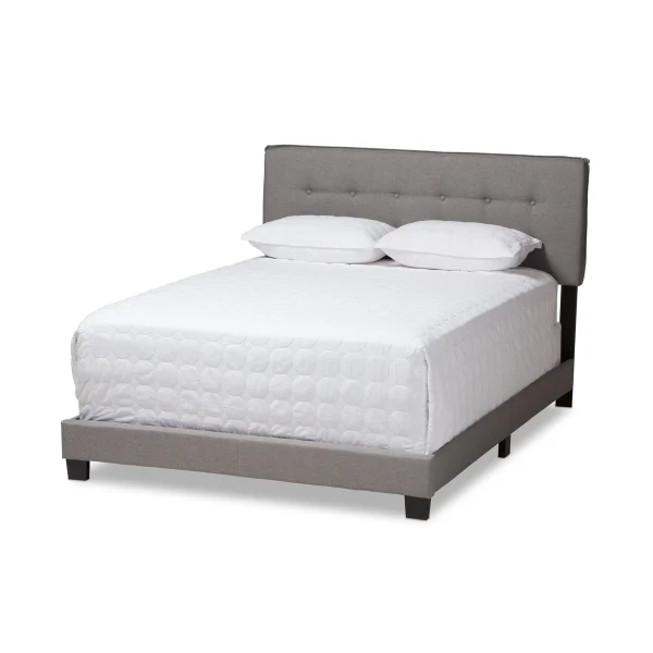 Audrey Modern Light Grey Upholstered Queen Bed with Button-Tufted Headboard for Stylish Bedrooms
