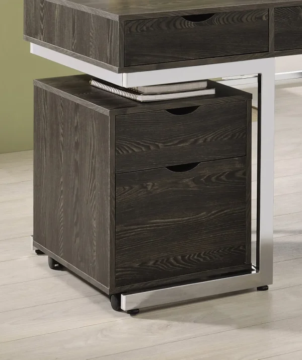 Noorvik Dark Oak 2-Drawer Mobile File Cabinet with Casters – Stylish Storage for Your Office Needs