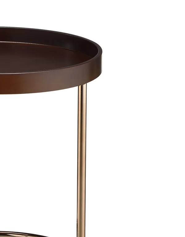 22 Copper and Brown Round End Table - Stylish Accent for Living Room, Bedroom, or Entryway Decor