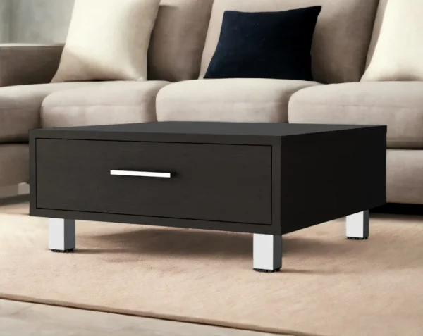 24 Stylish Black Coffee Table with Drawer - Sturdy Modern Design for Living Room & Office Decor