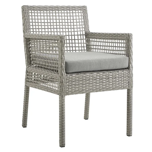 Aura Outdoor Patio Dining Armchair - Stylish Wicker Rattan Design with Comfortable Cushioning