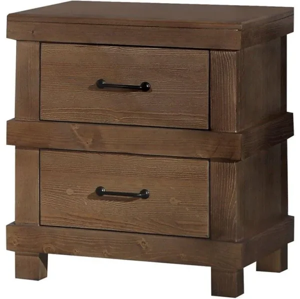 23 Brown Two Drawers Metal Nightstand - Stylish Storage Solution for Bedroom or Living Room Decor!