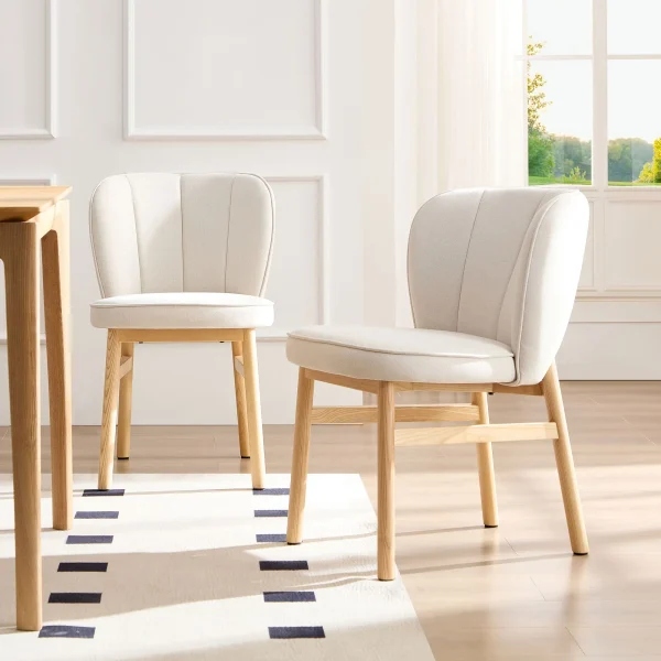 Ash Wooden Frame Upholstered Dining Chairs Set of 2 - Modern, Comfortable, Stylish For Any Space