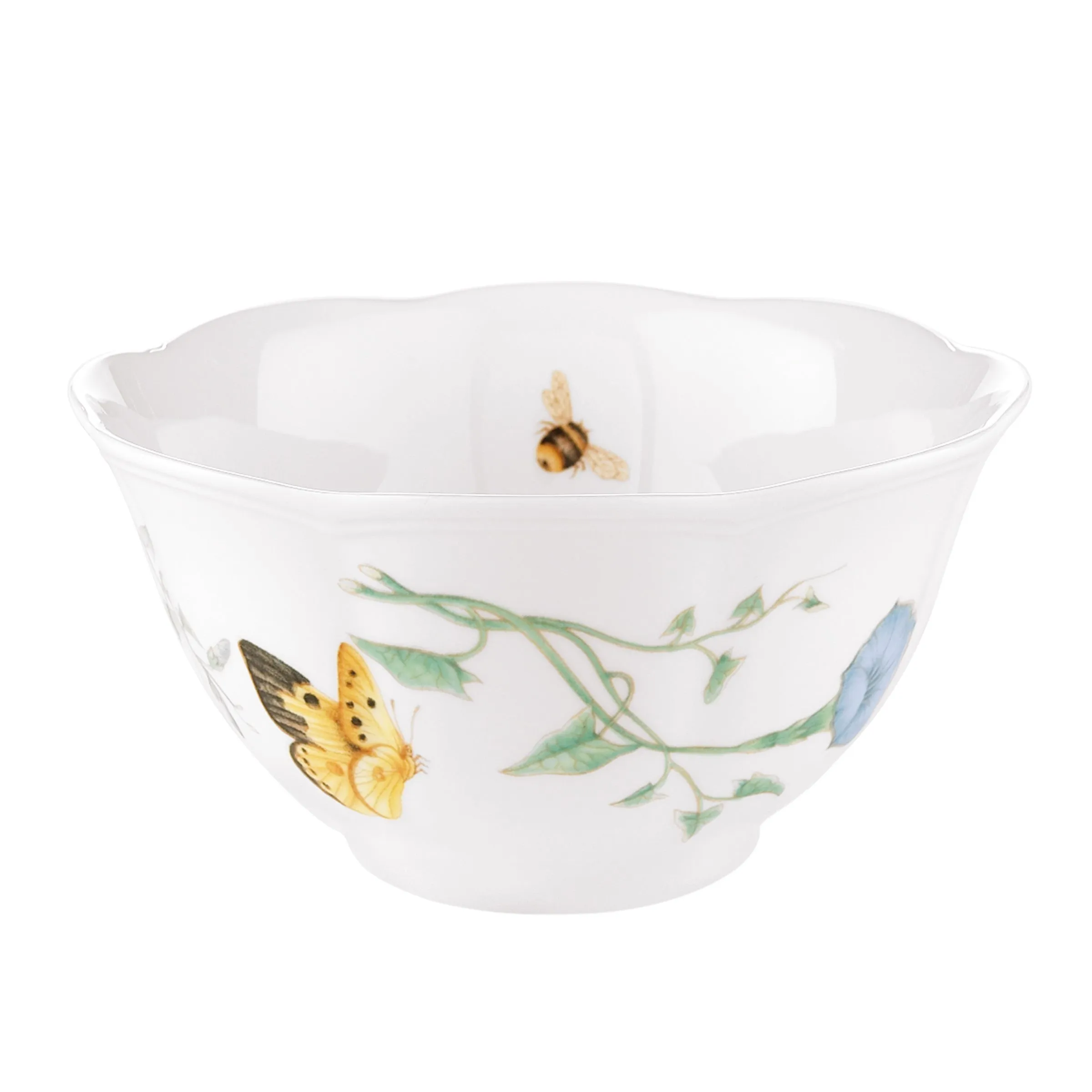 7yButterfly-Meadow-Rice-Bowl-Scalloped-Rim-Durable-Porcelain-Microwave-Dishwasher-Safe
