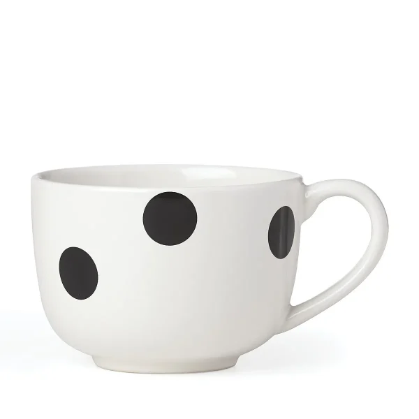 Kate Spade Deco Dot 14 oz Black Latte Mug - Chic Polka Dots, Dishwasher & Microwave Safe