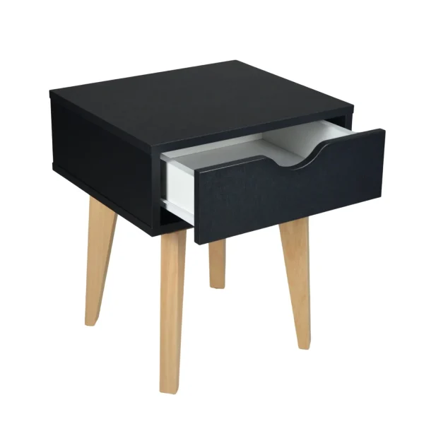 18 Black One Drawer Nightstand - Stylish Storage Solution for Bedroom, Living Room & Office Use